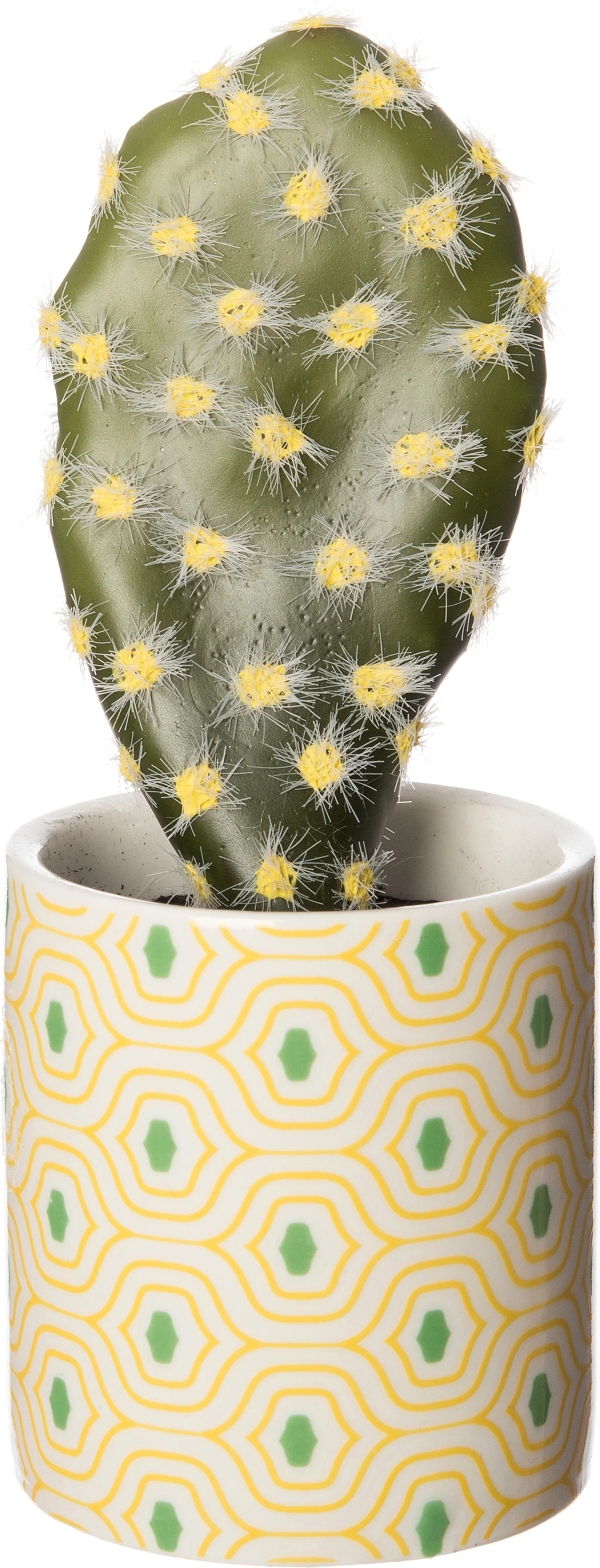 Intratuin kunstplant Cactus geel / groen D 6 H 14 cm