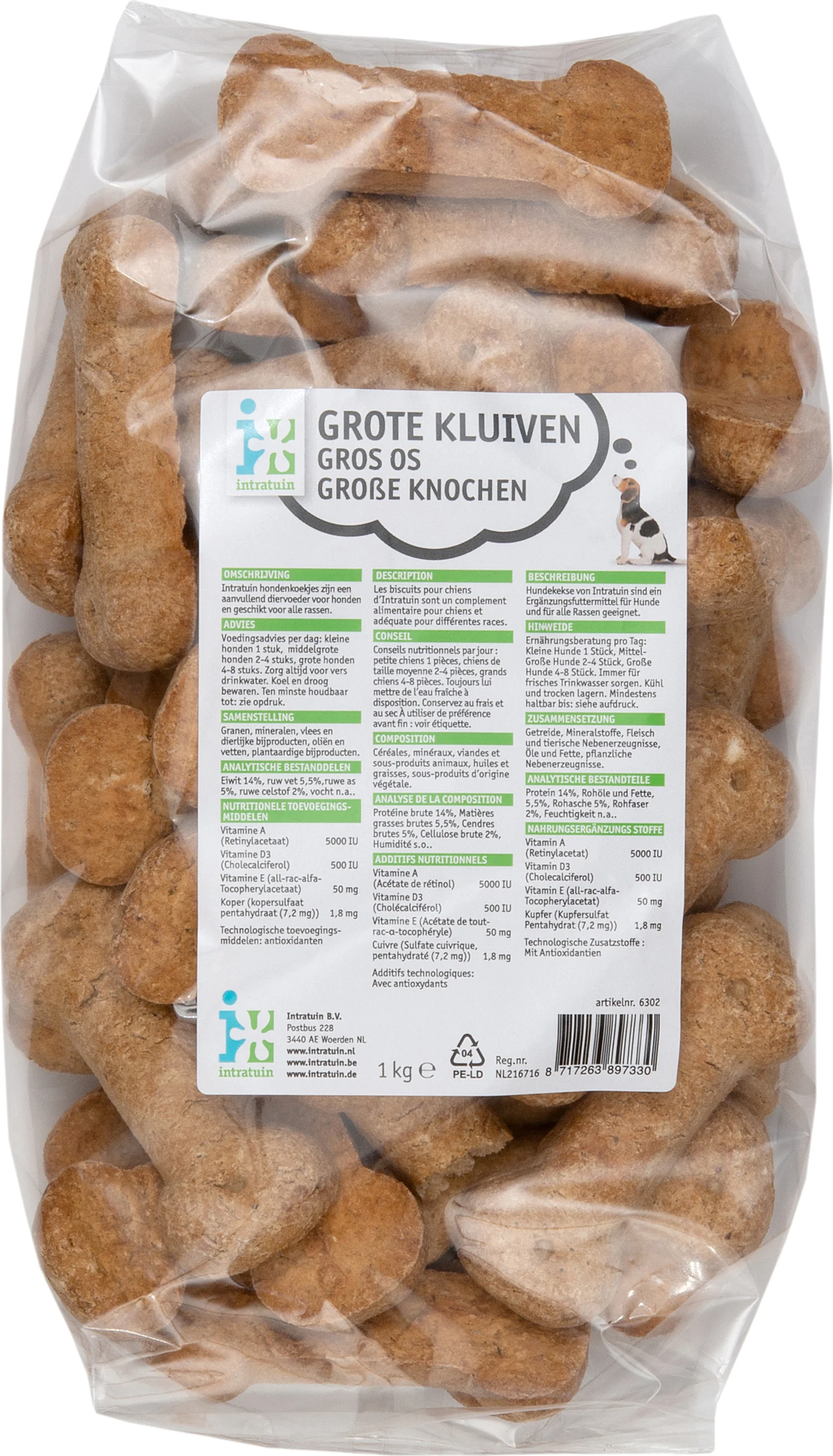 Intratuin hondenkoekjes grote kluiven 1 kg