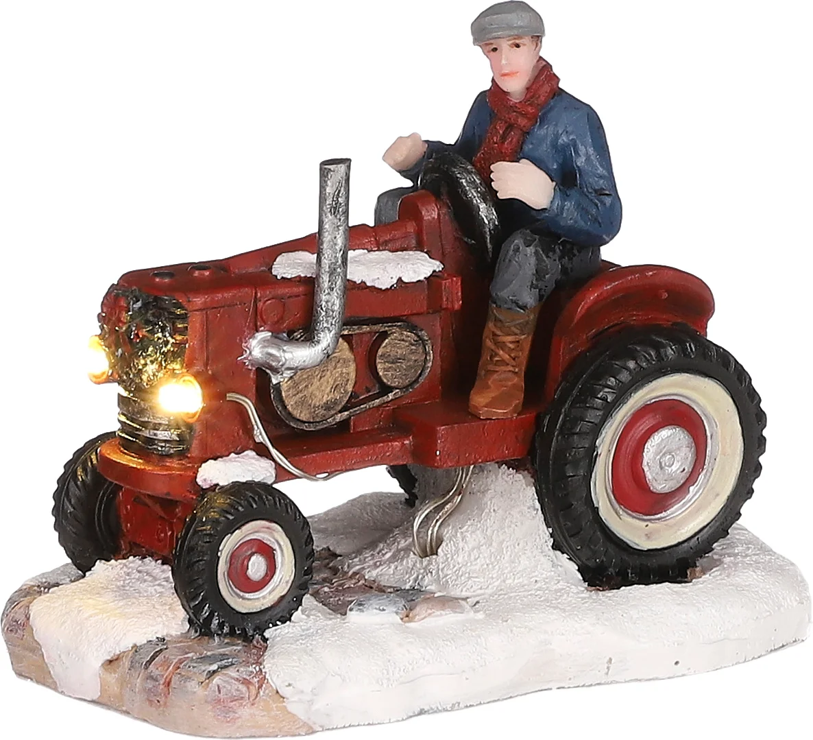 Luville kerstdorpminiatuur tractor 9 x 6,5 x 7 cm