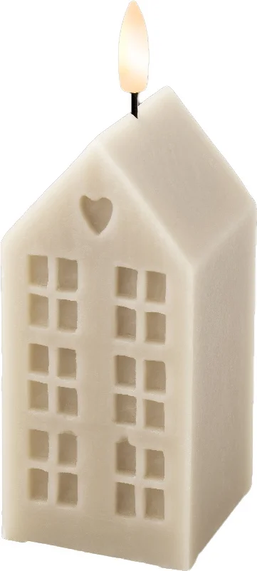 Lumineo LED stompkaars huis Talo crème 6 x 6 x 14,8 cm