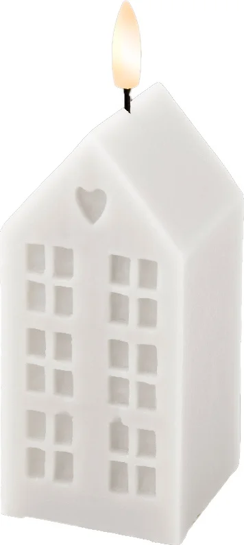 Lumineo LED stompkaars huis Talo wit 6 x 6 x 14,8 cm