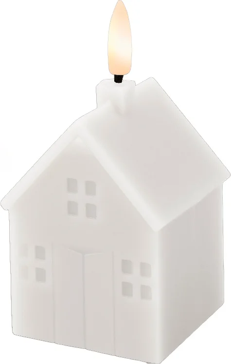 Lumineo LED stompkaars huis Talo wit 6 x 6 x 11,3 cm