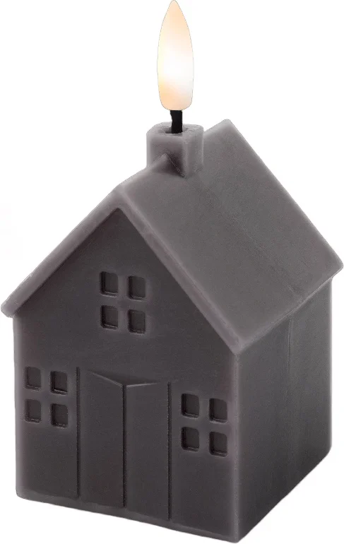 Lumineo LED stompkaars huis Talo grijs 6 x 6 x 11,3 cm