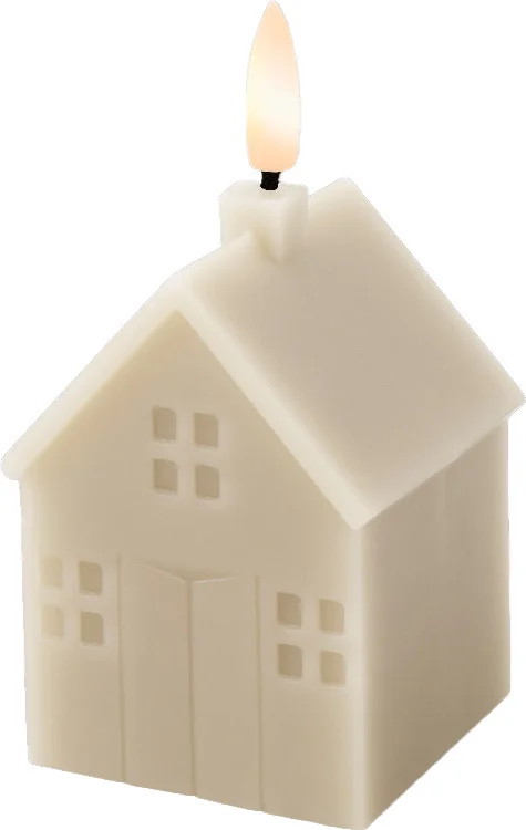 Lumineo LED stompkaars huis Talo crème 6 x 6 x 11,3 cm