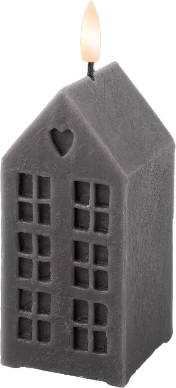 Lumineo LED stompkaars huis Talo grijs 6 x 6 x 14,8 cm