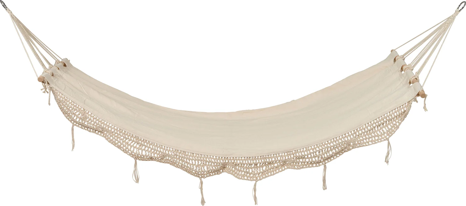 Intratuin hangmat met franjes naturel 200 x 80 cm