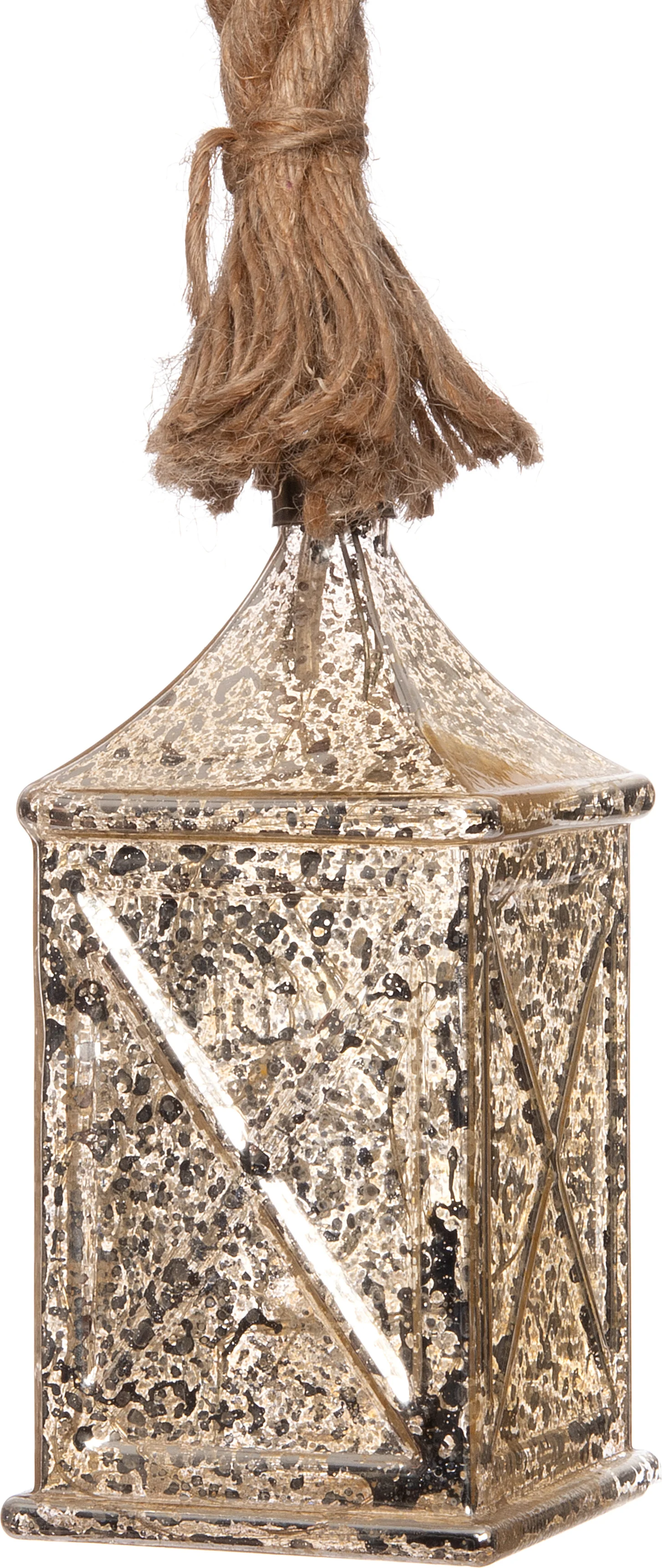 Intratuin lantaarn aan touw met LED verlichting zilver 7 x 7 x 14,5 cm