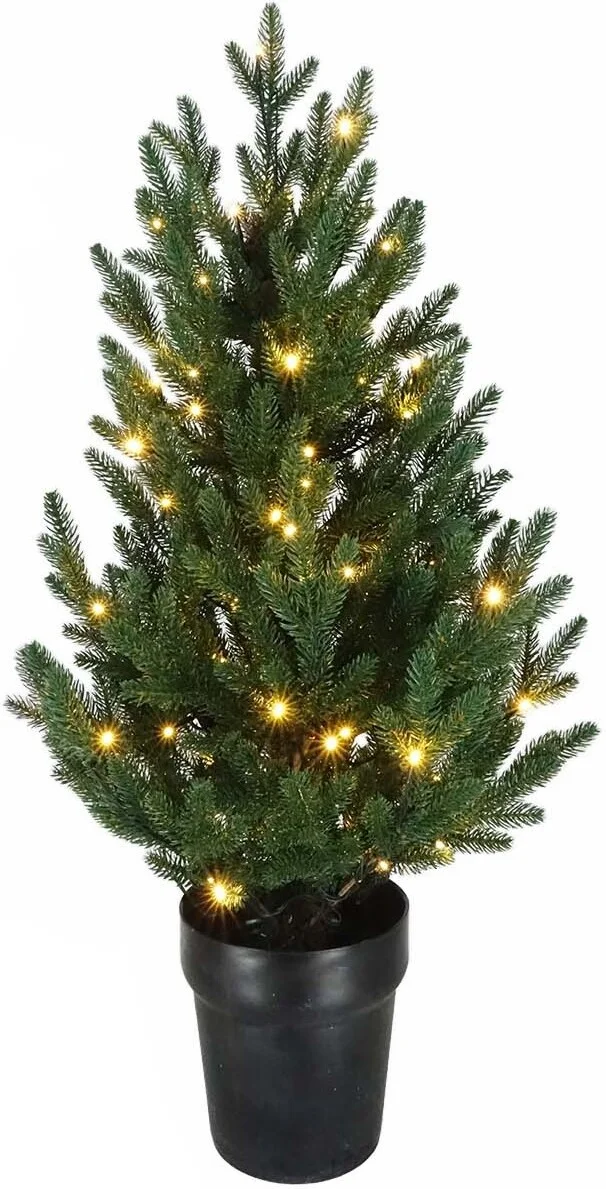 Intratuin kunstkerstboom Stig groen met 110 lampjes warm wit D 84 H 120 cm