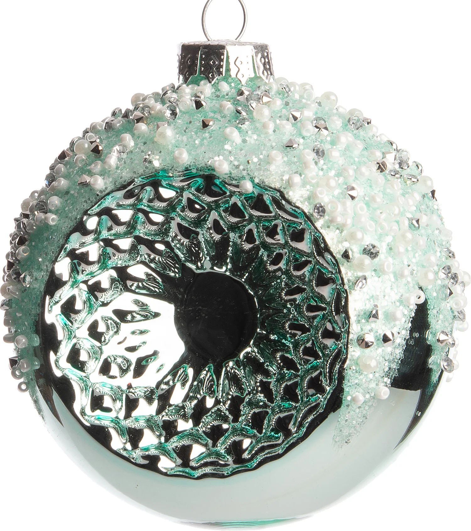 Intratuin kerstbal Troyes blauw D 8 cm