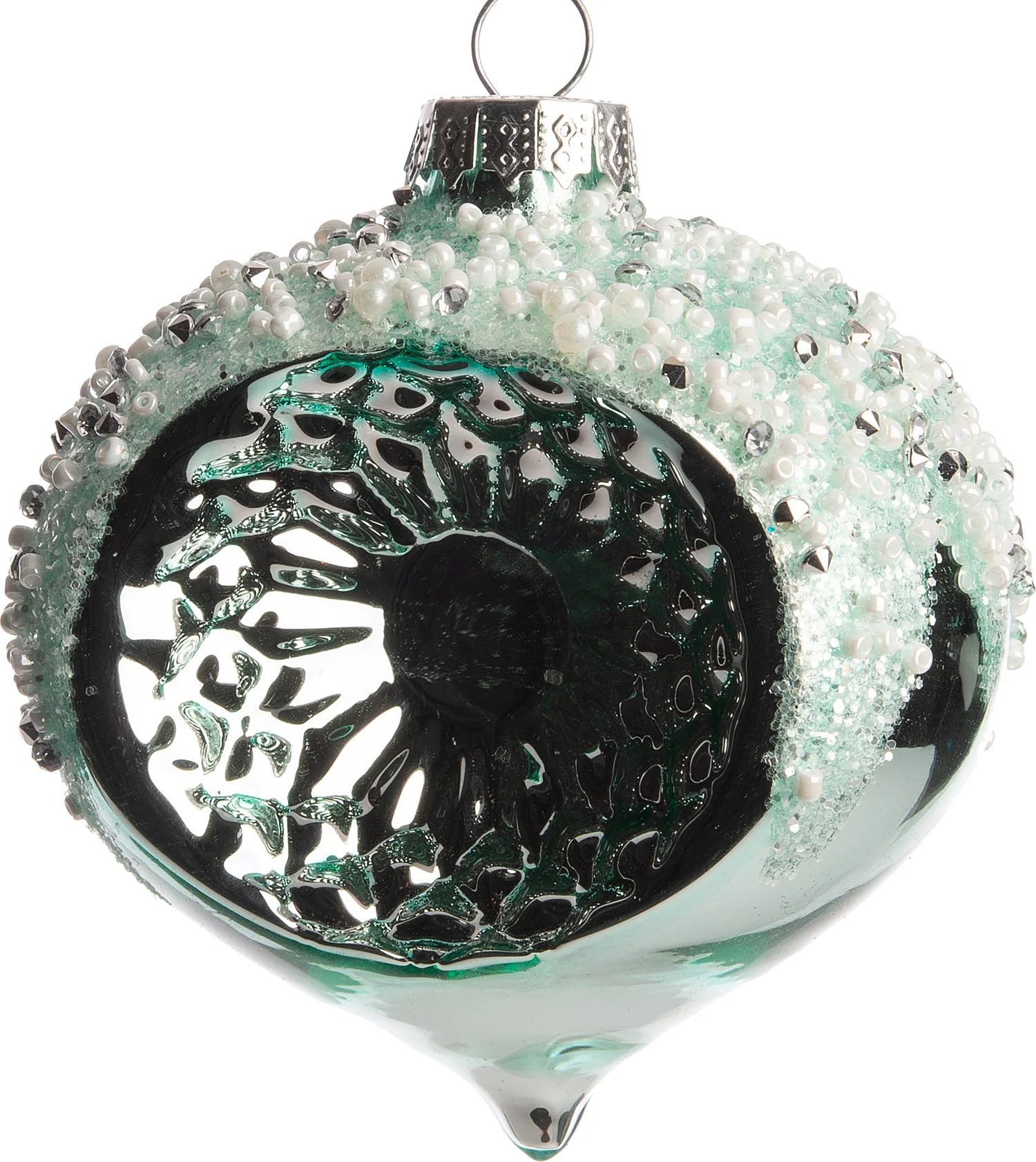 Intratuin kerstbal ui-vorm Troyes blauw D 8 cm