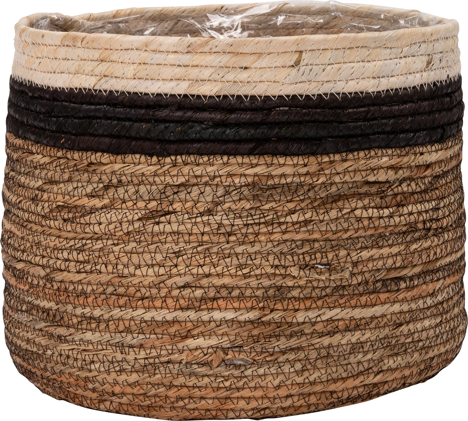 Intratuin plantenmand Pipa naturel / zwart / bruin D 30 H 30 cm