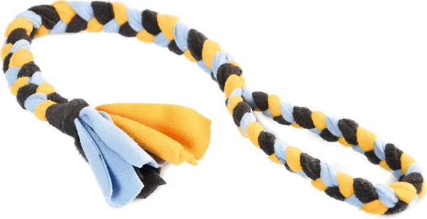Intratuin hondenspeelgoed flostouw lus met fleeche blauw/geel 60 cm