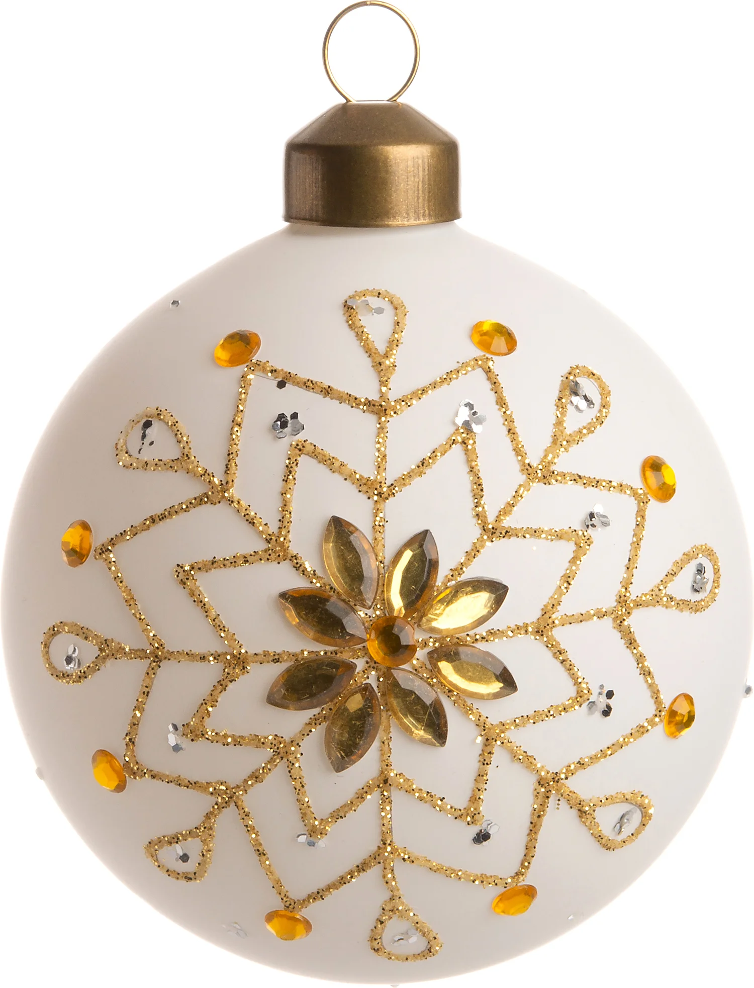 Intratuin kerstbal Mabel bloem wit / goud D 8 cm