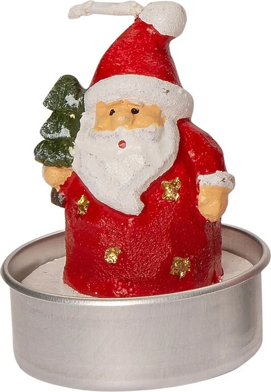 Intratuin kaars Kerstman rood D 3,5 H 5,5 cm 6 stuks