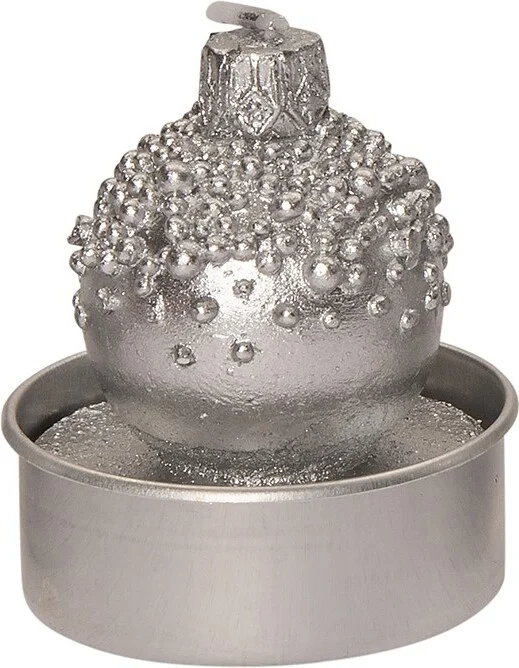 Intratuin kaars Kerstbal zilver D 3,5 H 5 cm 6 stuks
