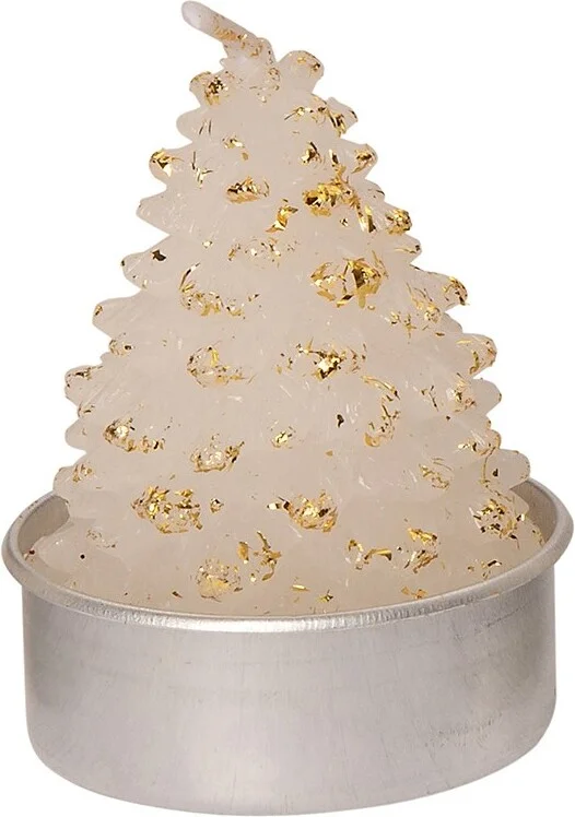 Intratuin kaars Kerstboom transparant / goud D 3,5 H 5 cm 6 stuks