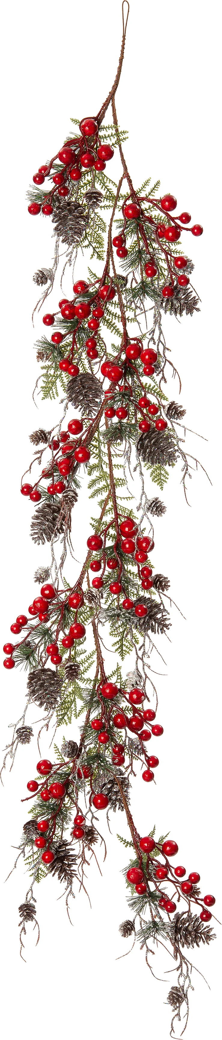 Intratuin guirlande Pinustakken met bessen 120 cm rood