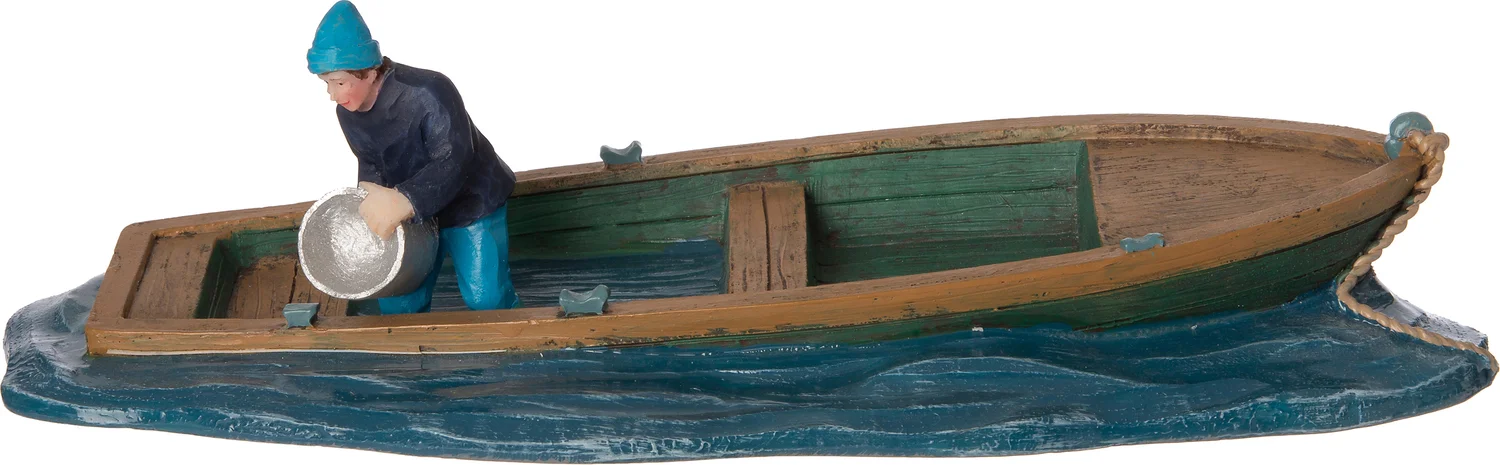 Intratuin Holland kerstdorpminiatuur zinkende boot 20 x 9 x 5,5 cm