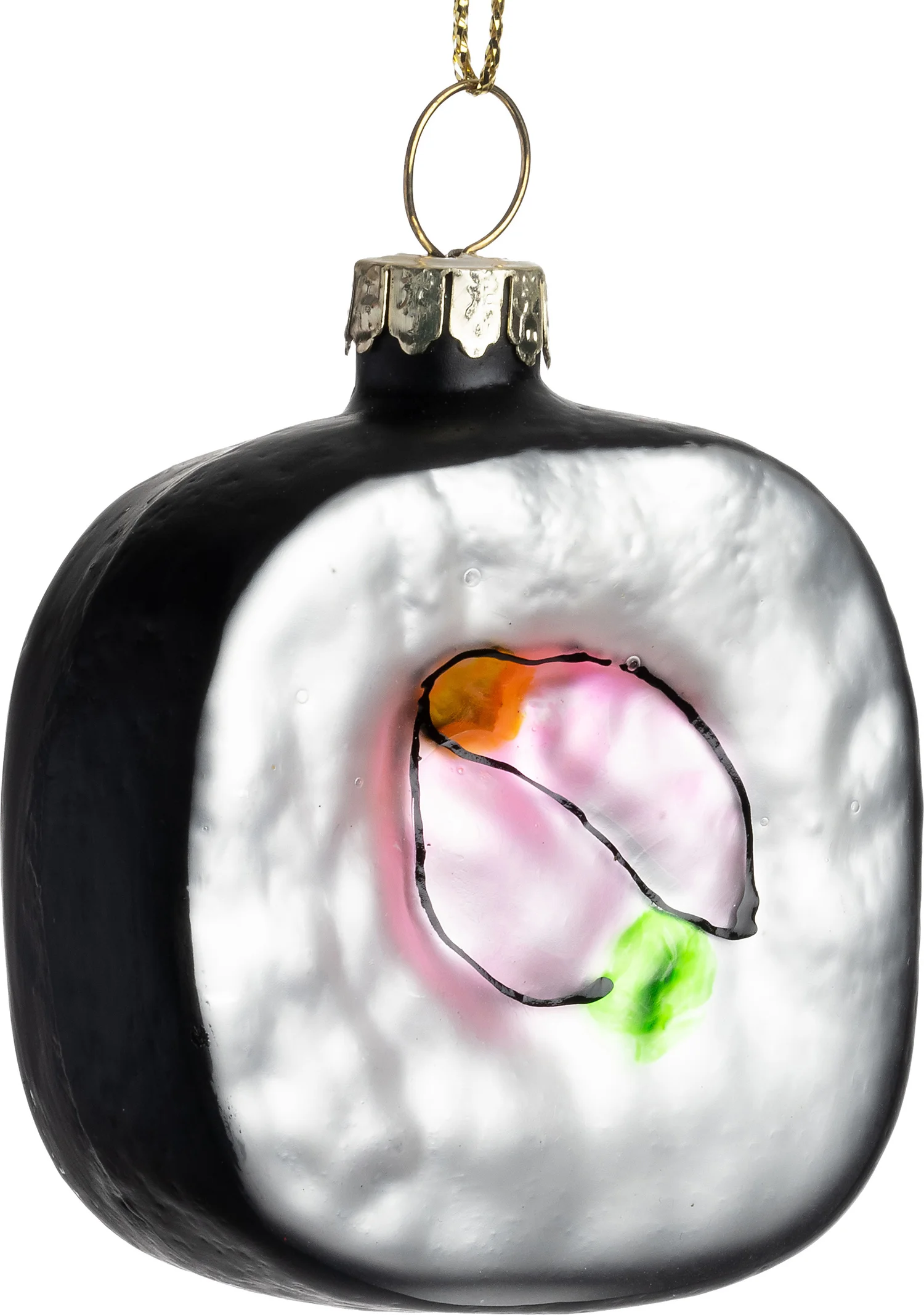 Intratuin kerst ornament Gido sushi zwart / wit 5,5 x 2,3 x 6 cm