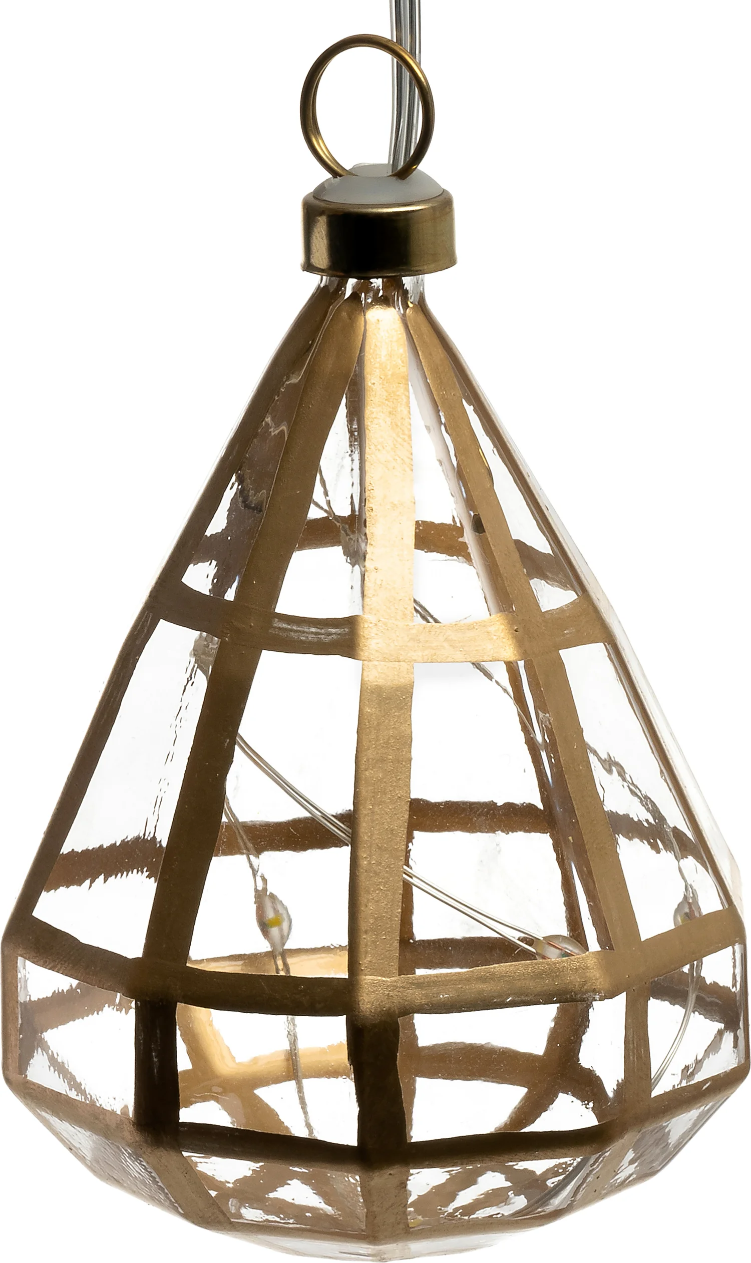 Intratuin kerstbal Simone transparant / goud druppel met verlichting D 7 H 9 cm