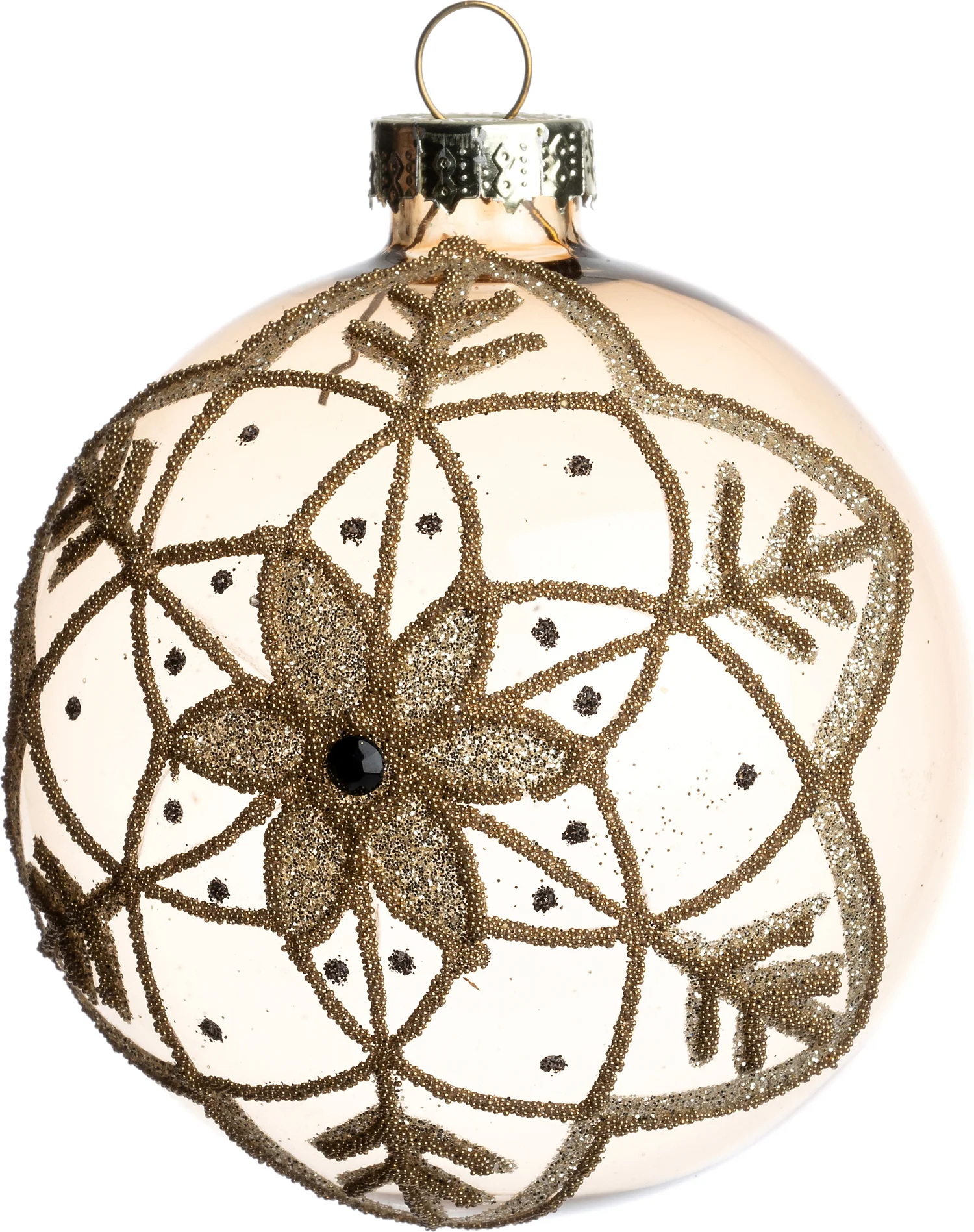 Intratuin kerstbal semitransparant Royton bloem goud D 8 cm