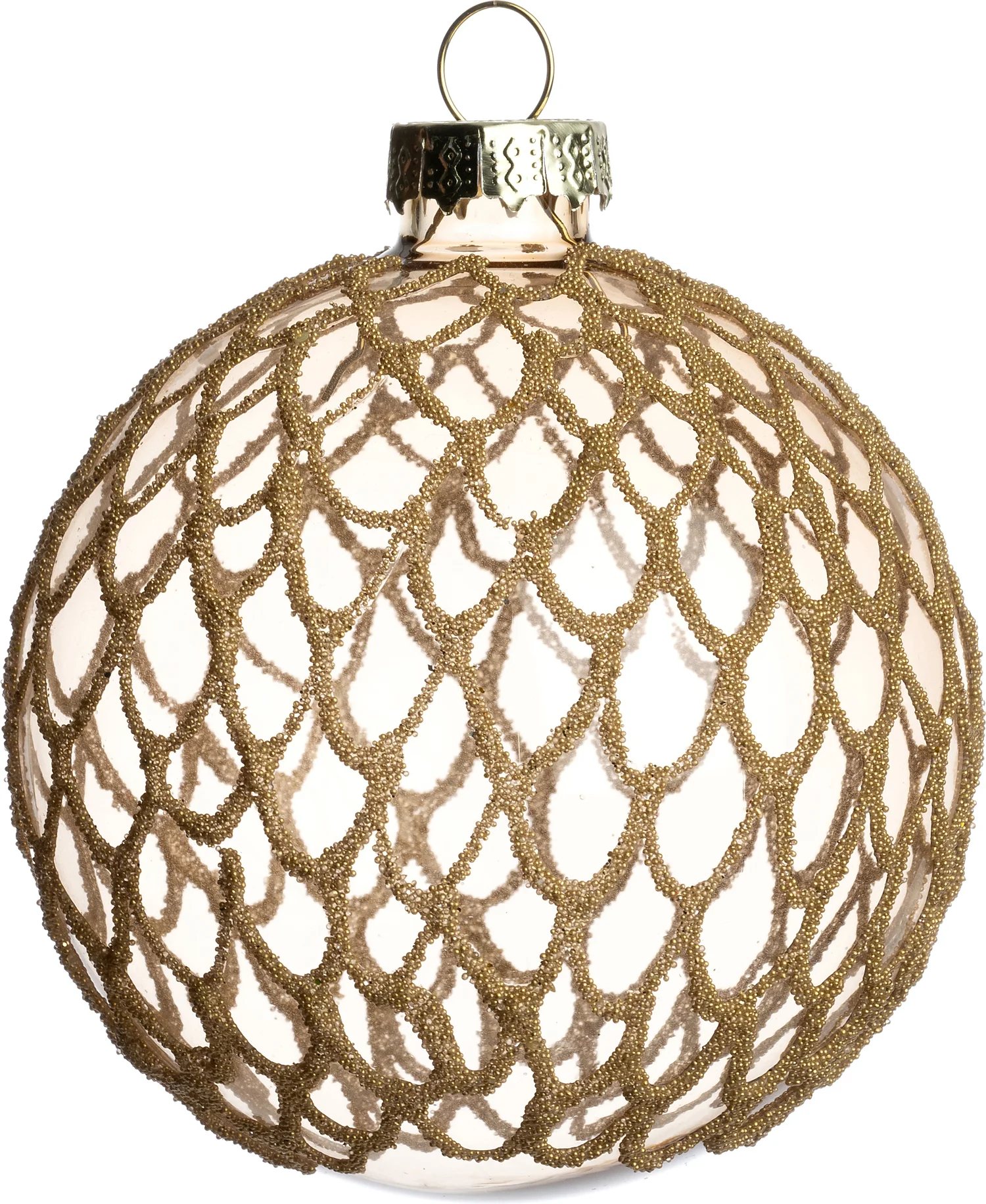 Intratuin kerstbal semitransparant Royton schubben goud D 8 cm