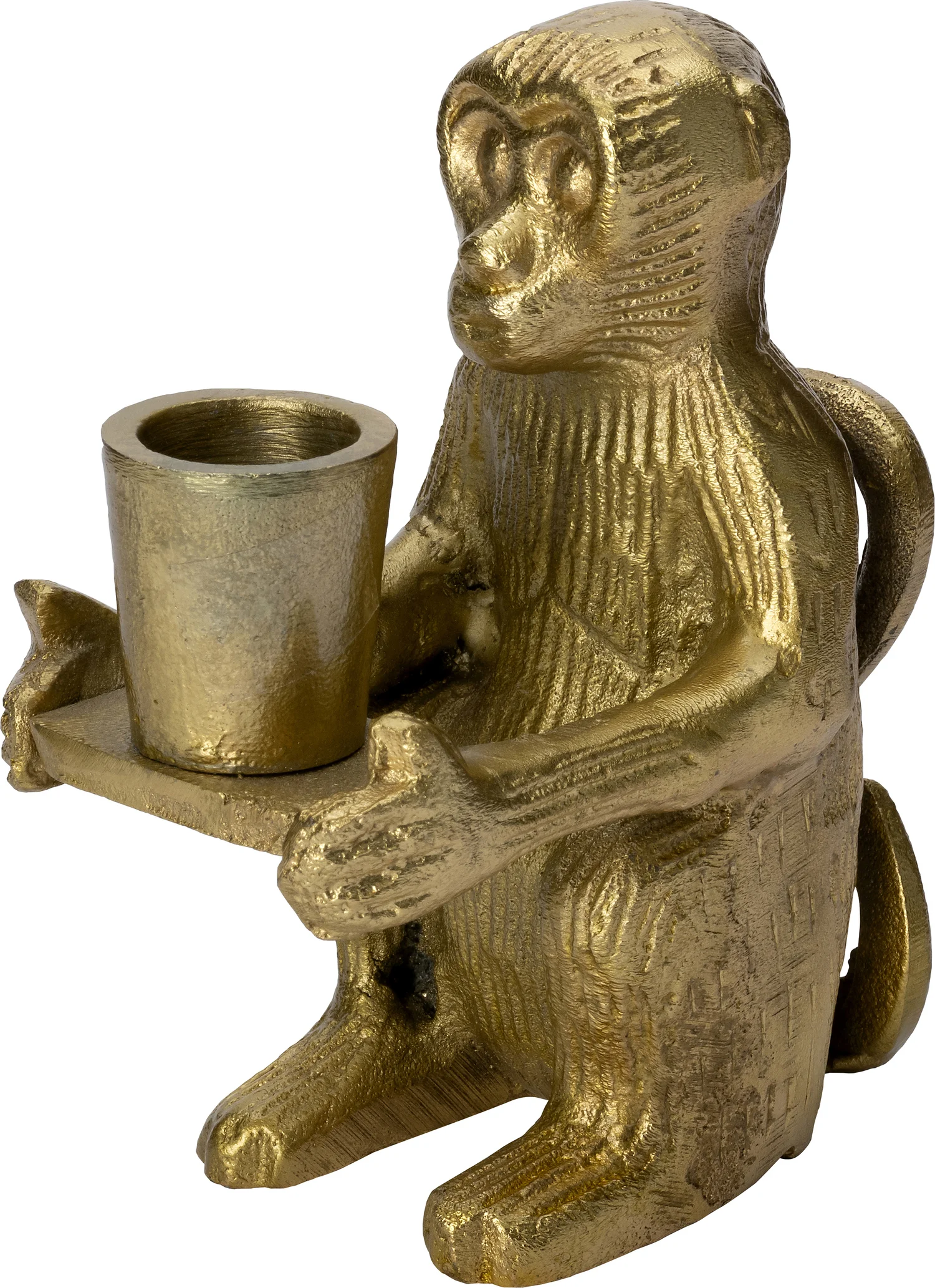 Intratuin kandelaar Aap goud 10,5 x 5 x 10 cm