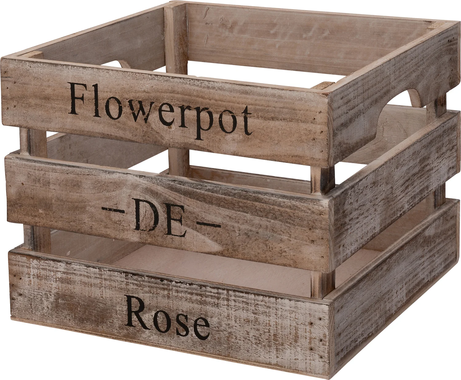 Intratuin houten krat Fleur bruin 23 x 23 x 18 cm