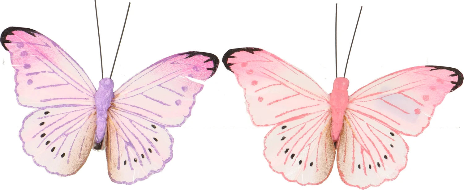 Intratuin paasclip Boo vlinder paars / roze 6 x 9,5 x 1 cm 2 stuks