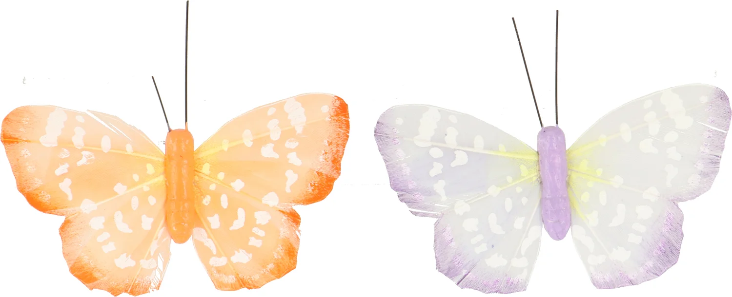 Intratuin paasclip Boo vlinder paars / oranje 6 x 9,5 x 1 cm 2 stuks