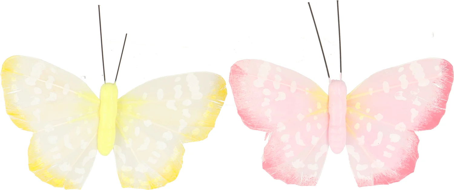 Intratuin paasclip Boo vlinder geel / roze 6 x 9,5 x 1 cm 2 stuks