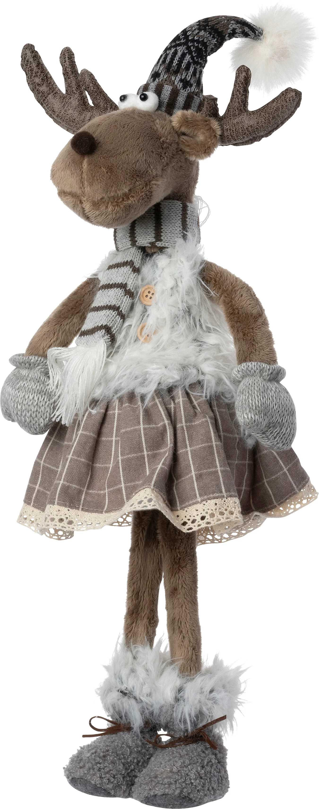Intratuin kerstfiguur Tiroler eland vrouw bruin / grijs 20 x 13 x 62 cm