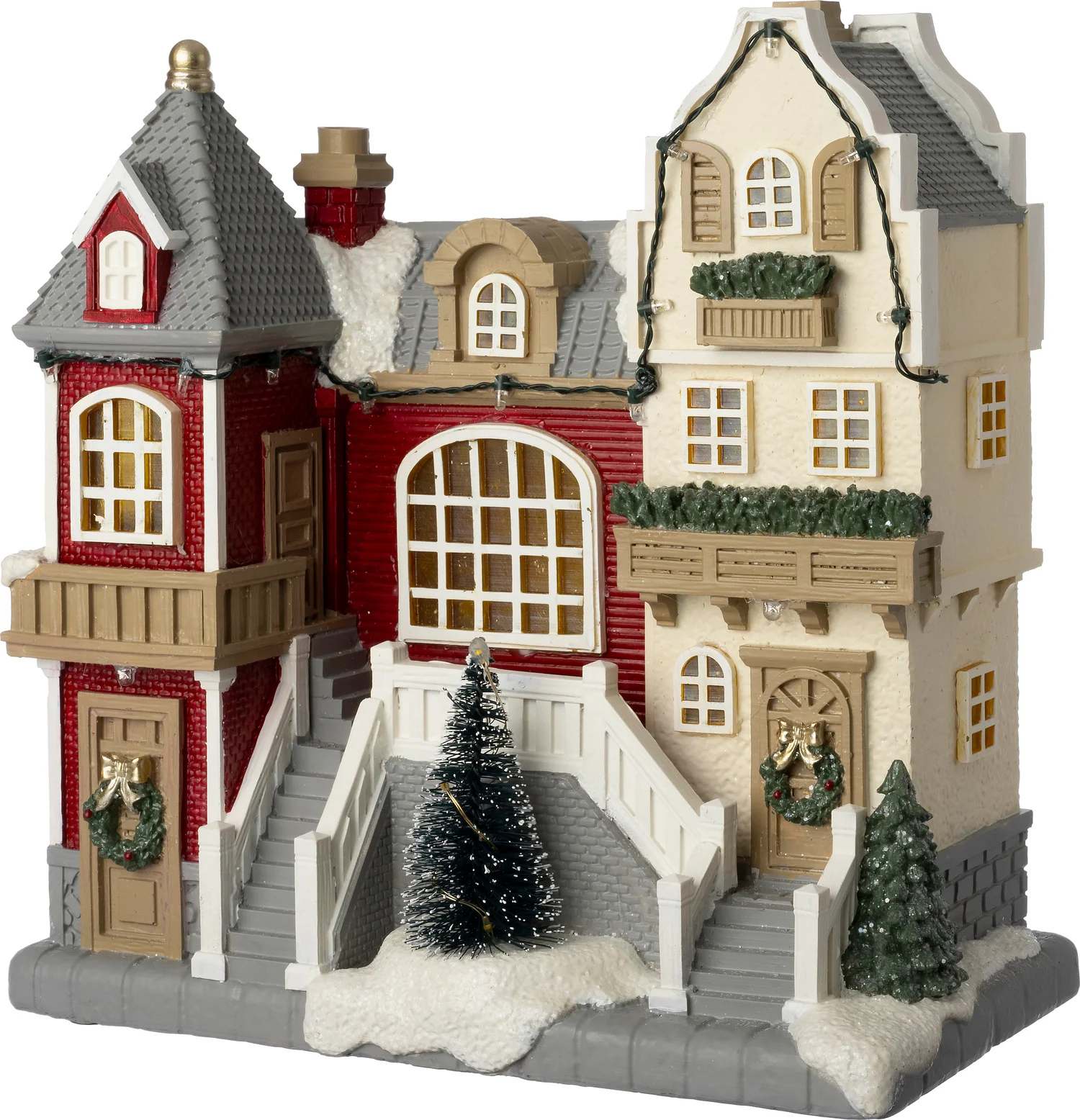 Intratuin kersthuisje villa met kerstboom 27,2 x 15,2 x 28,5 cm