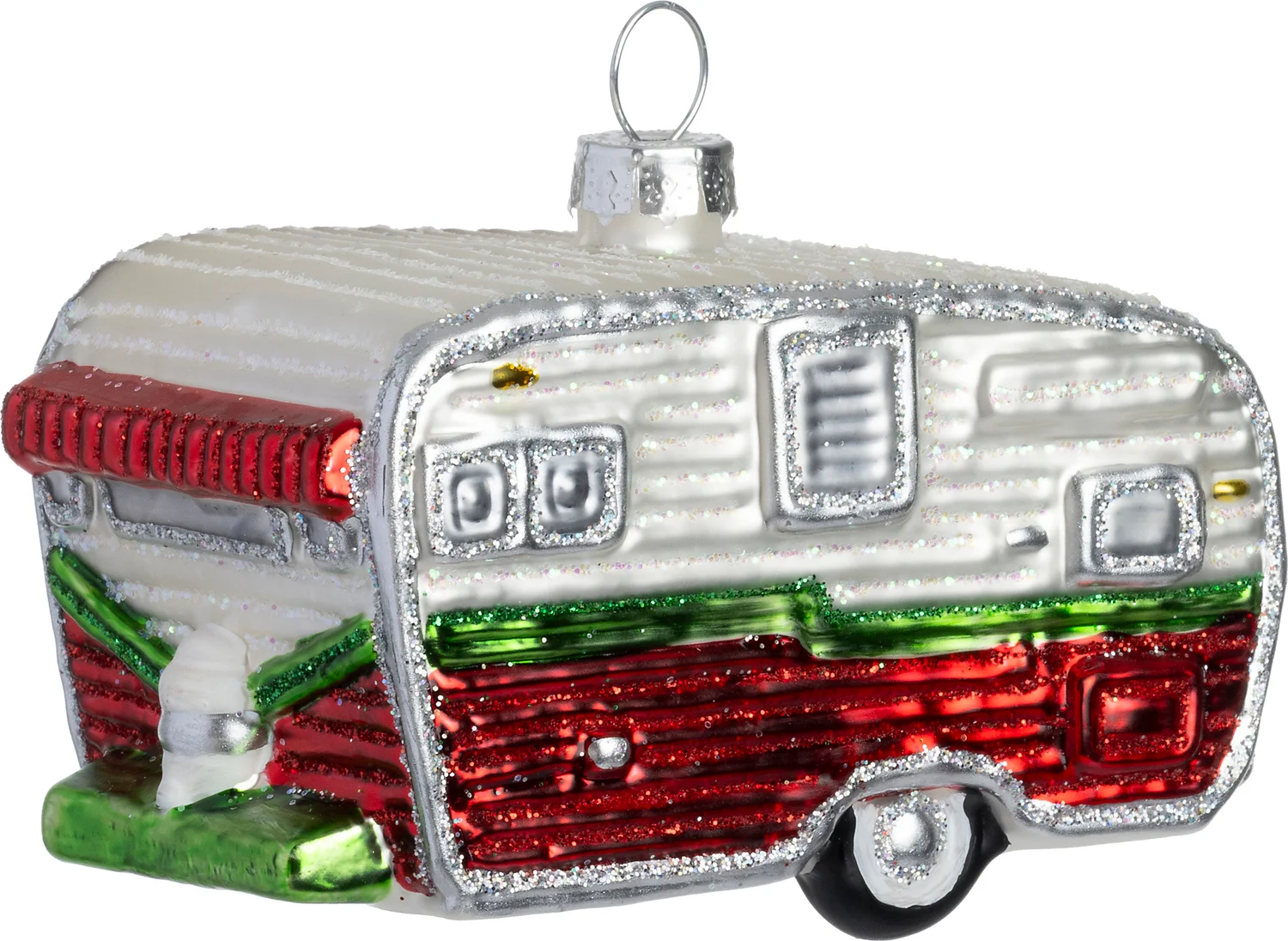 Intratuin kerst ornament caravan rood / wit 5,5 x 8,8 x 6,3 cm