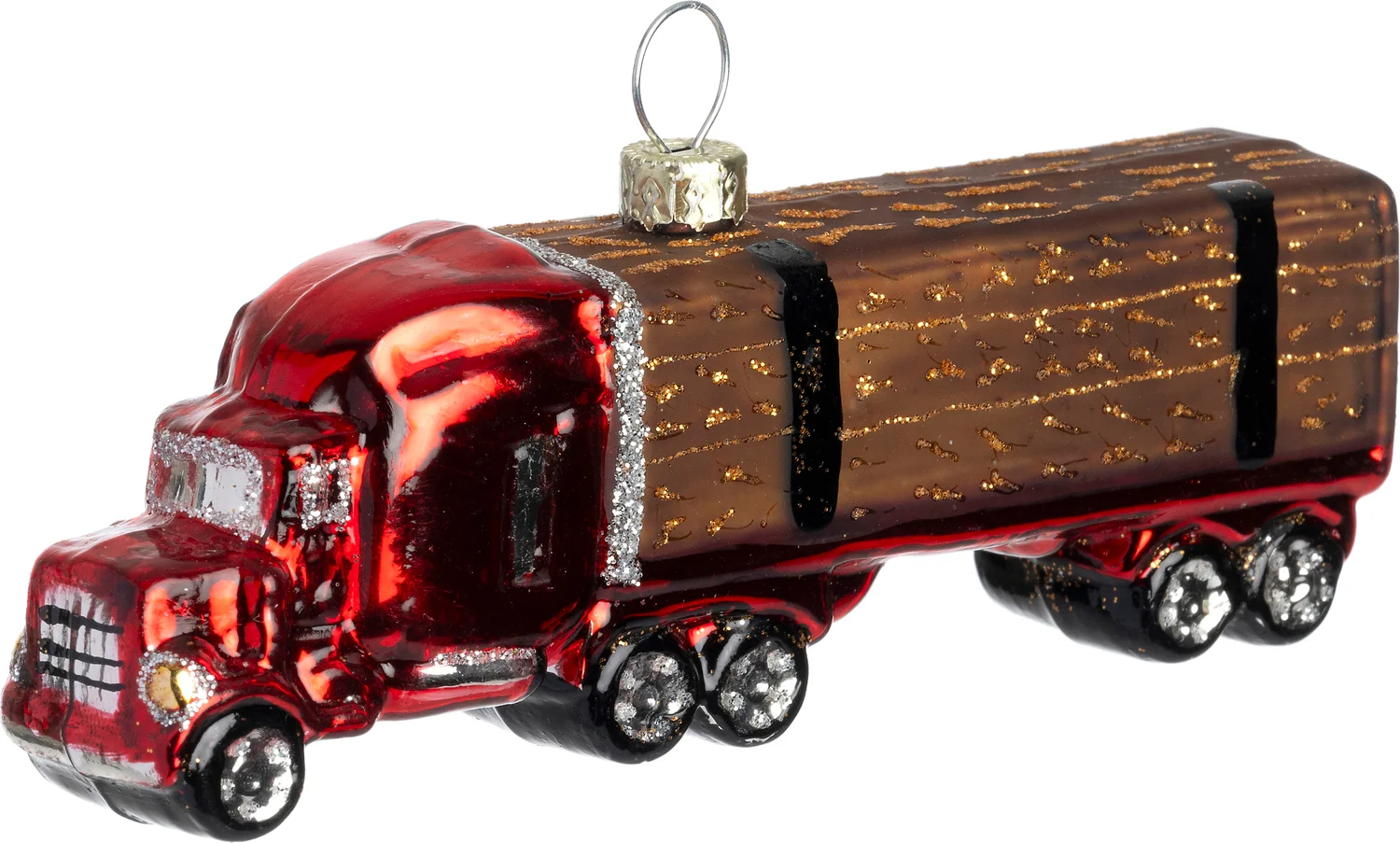 Intratuin kerst ornament vrachtwagen rood / bruin 3,2 x 12,4 x 4,3 cm