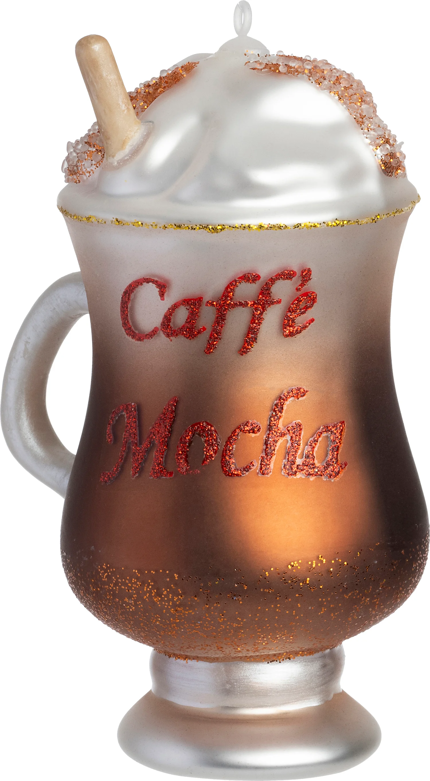 Intratuin kerst ornament koffie bruin / wit 7,2 x 5,5 x 11,4 cm