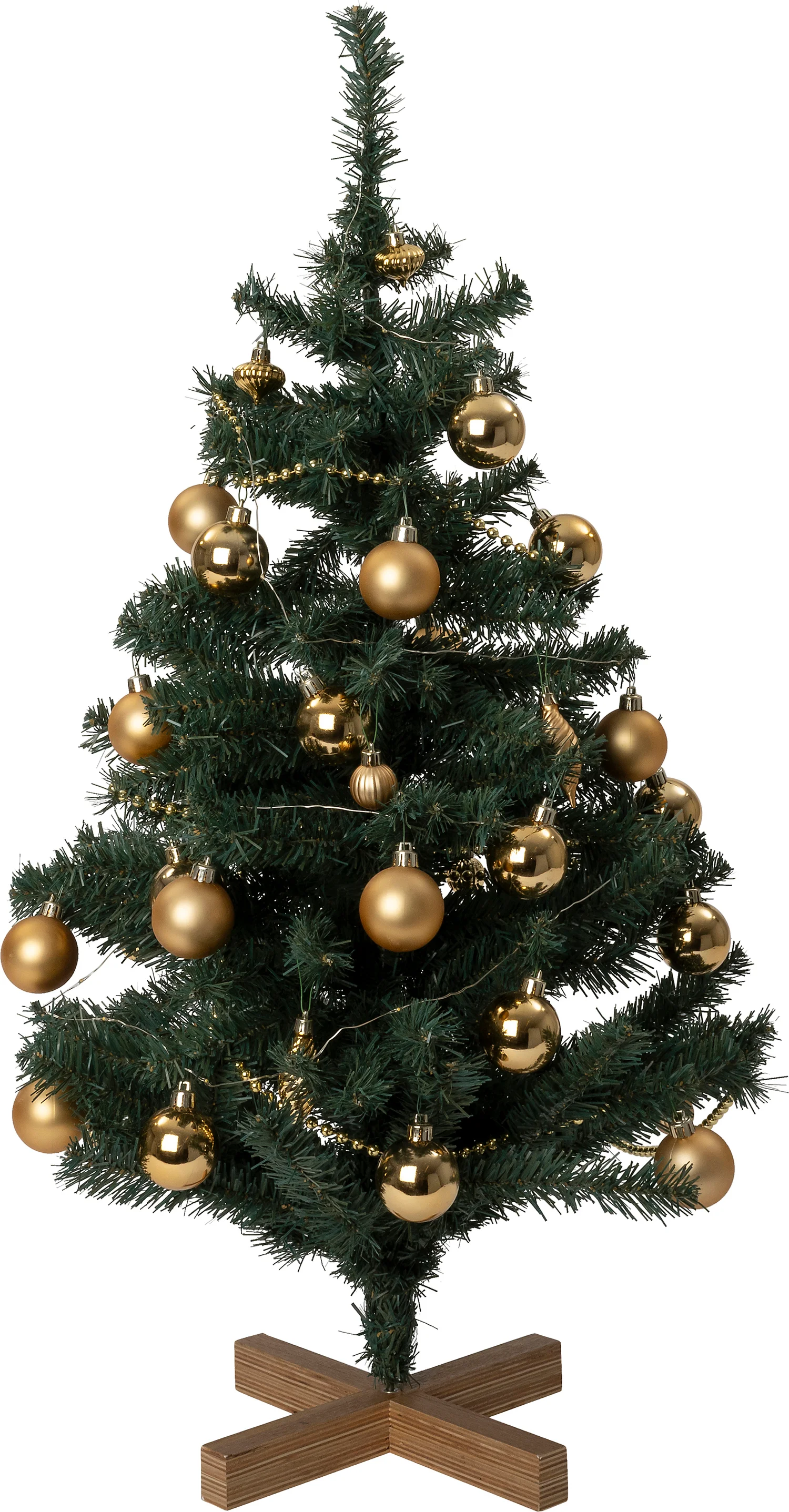 Intratuin kunstkerstboom Lawton kerstbal goud op voet met 40 lampjes extra warm D 55 H 90 cm