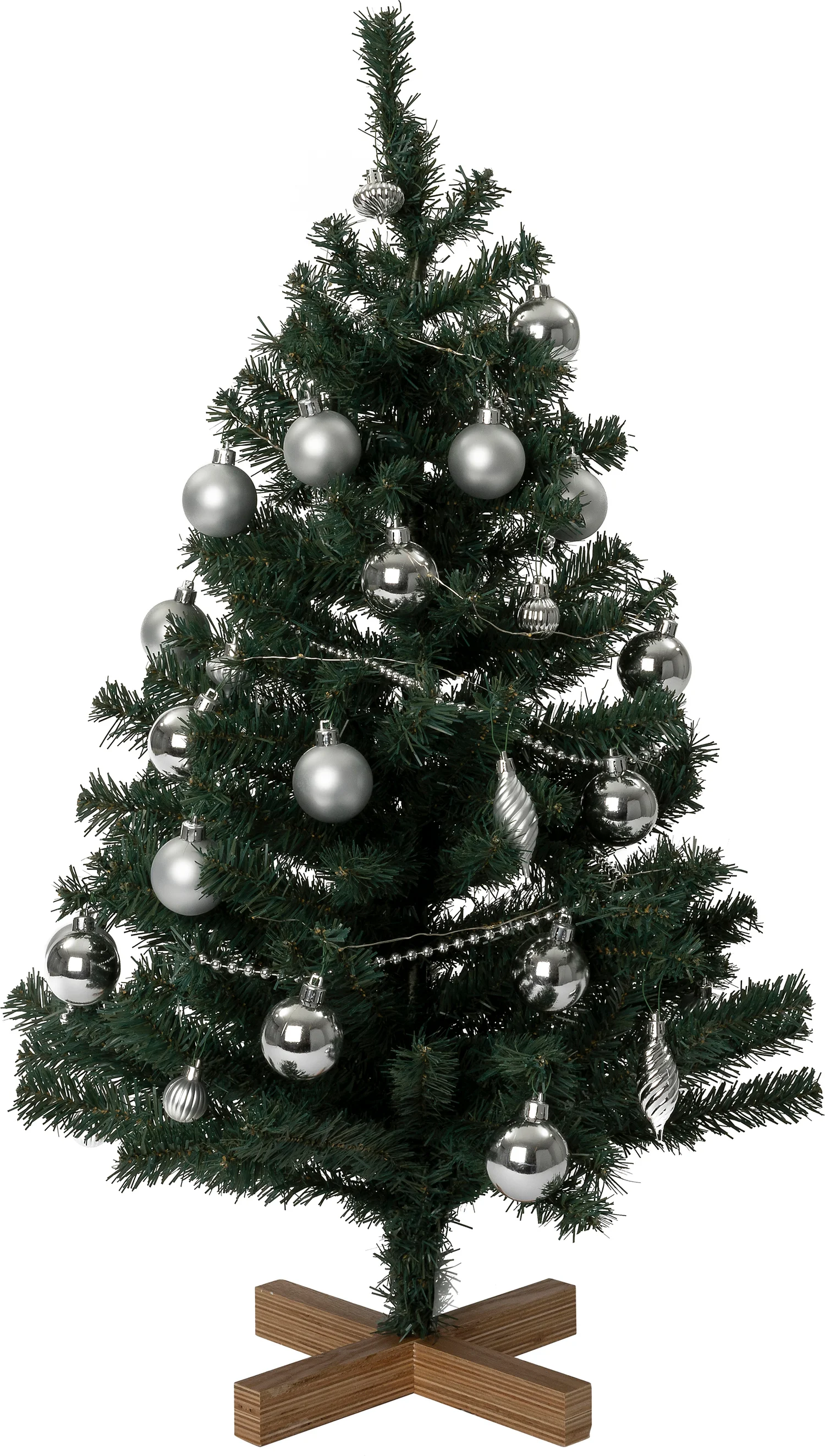 Intratuin kunstkerstboom Lawton kerstbal zilver op voet met 40 lampjes extra warm D 55 H 90 cm