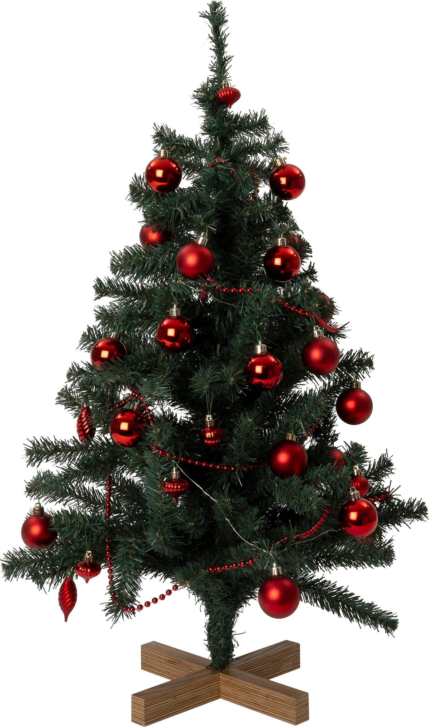 Intratuin kunstkerstboom Lawton kerstbal rood op voet met 40 lampjes extra warm D 55 H 90 cm