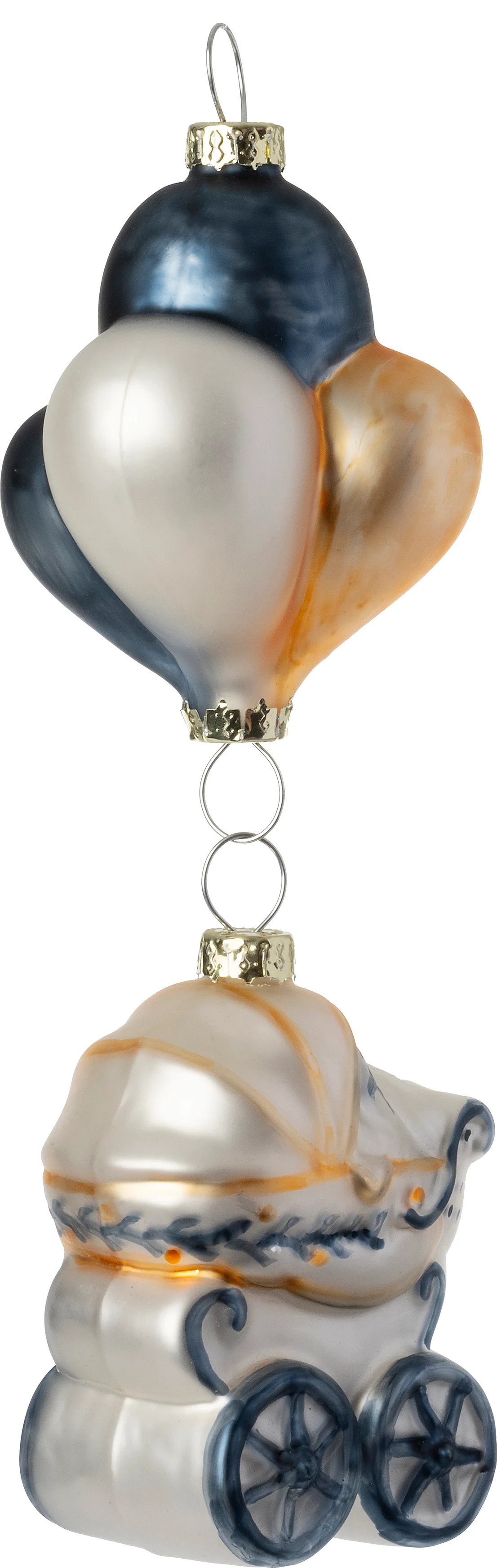 Intratuin kerst ornament kinderwagen blauw 6 x 3 x 15,2 cm