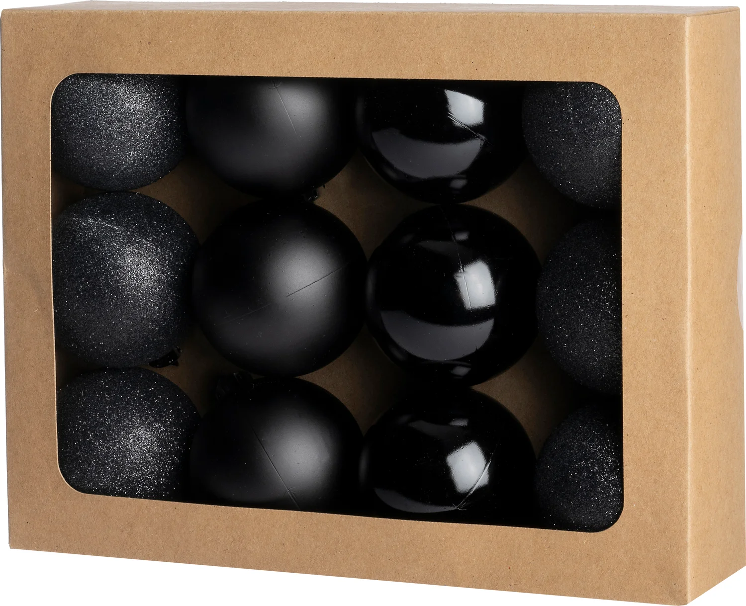 Intratuin kerstbal Montrose zwart D 6 cm 12 stuks