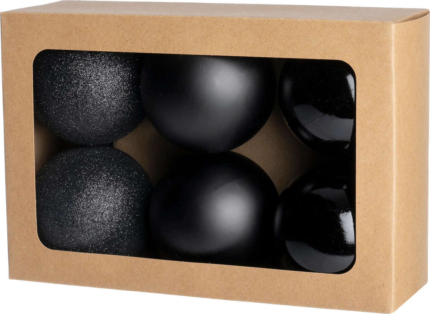 Intratuin kerstbal Montrose zwart D 8 cm 6 stuks