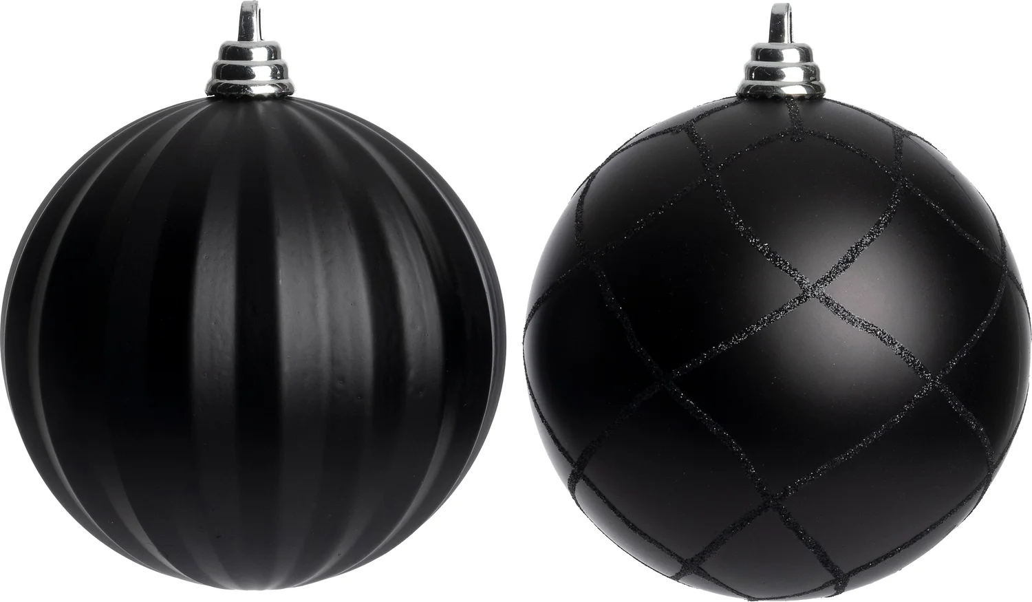 Intratuin kerstbal Montrose zwart D 15 cm 2 stuks