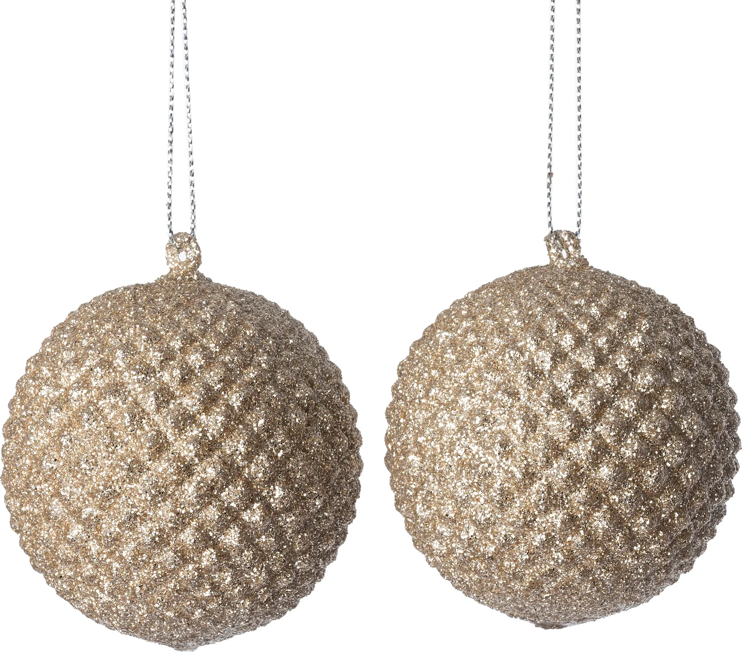 Intratuin kerstbal Pine beige D 6,5 H 7 cm 2 stuks