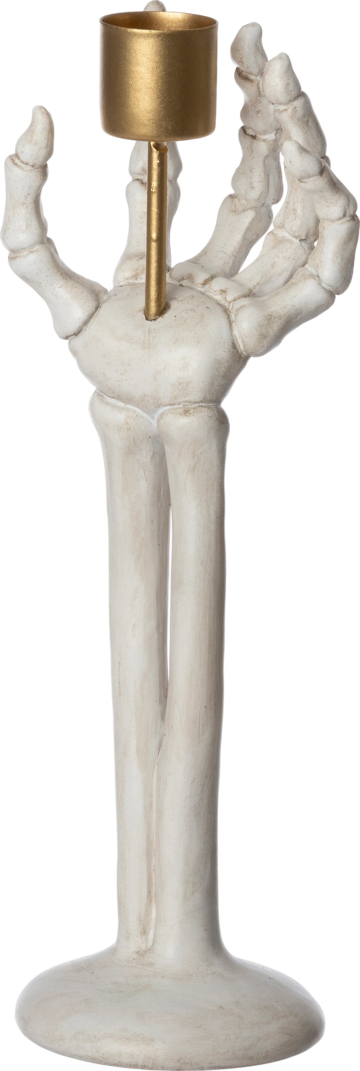 Intratuin halloween decoratie Skelly kandelaar wit 7,2 x 4,8 x 21 cm