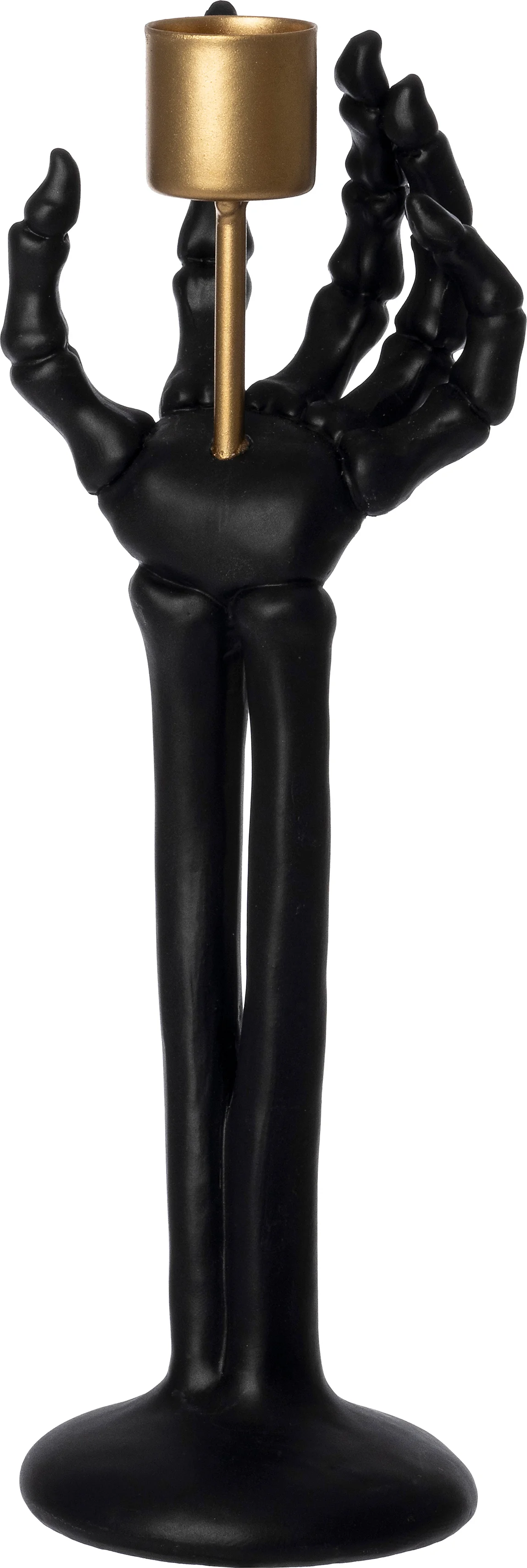 Intratuin halloween decoratie Skelly kandelaar zwart 7,2 x 4,8 x 21 cm