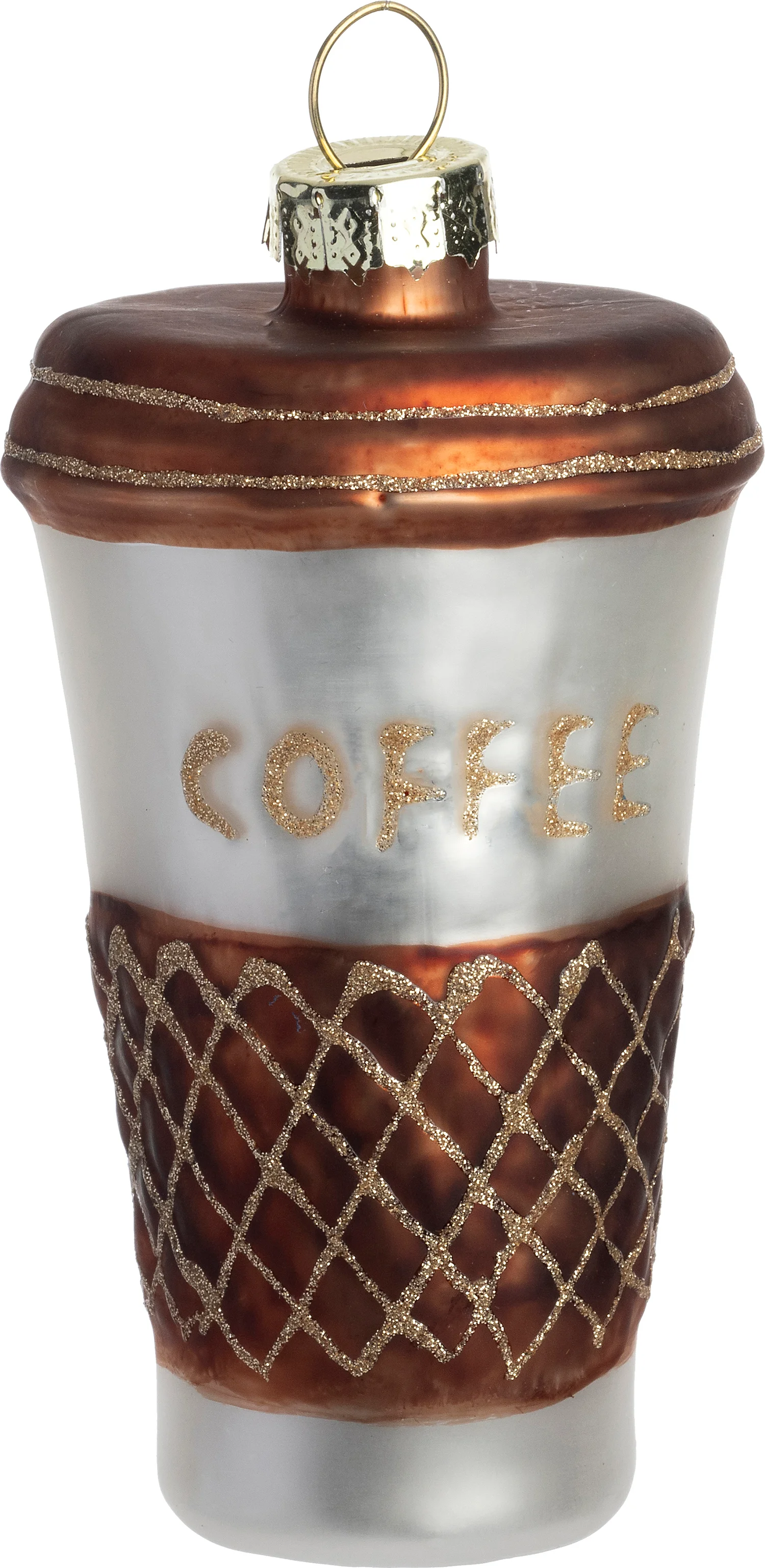 Intratuin kerst ornament koffie bruin / wit D 5 H 9 cm