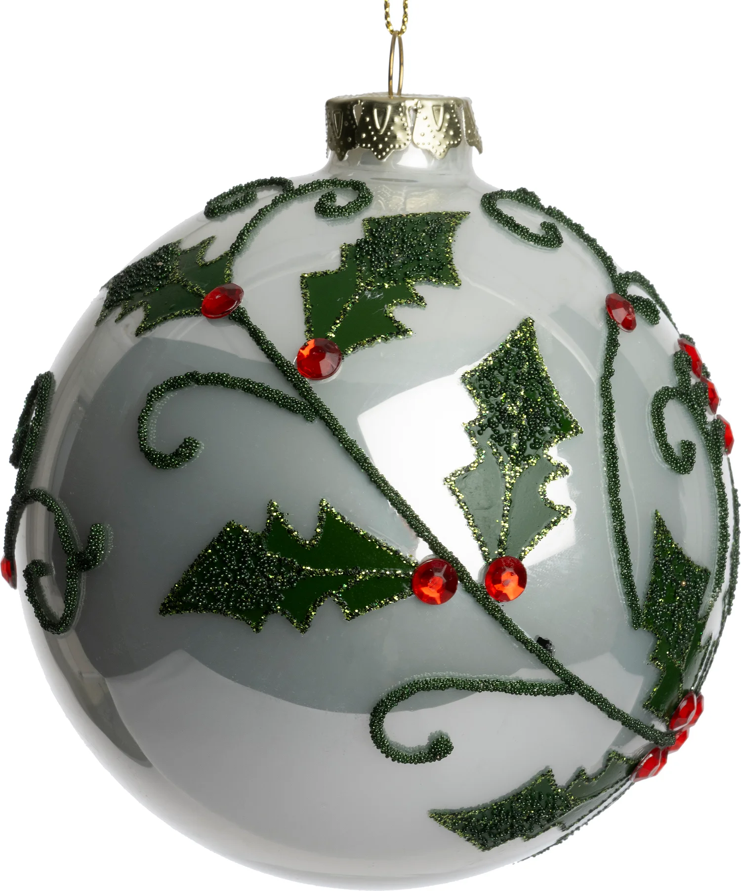 Intratuin kerstbal Swinford wit / groen D 10 cm