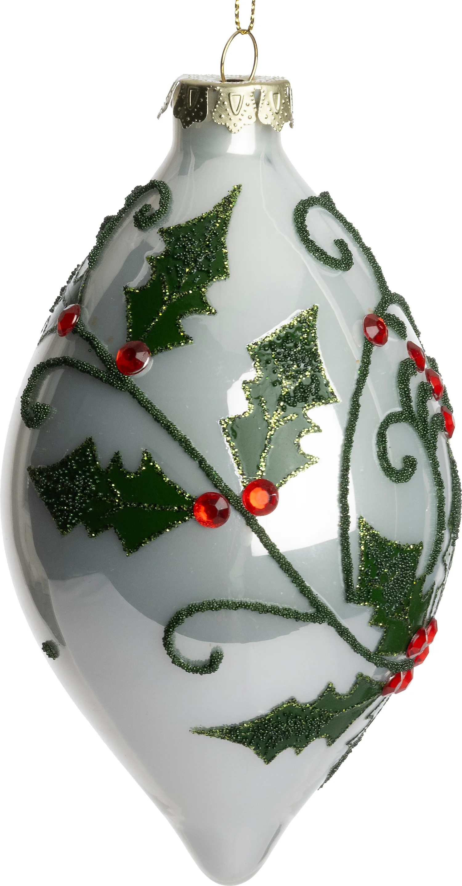 Intratuin kerstbal Swinford pegel wit / groen D 8 H 14 cm