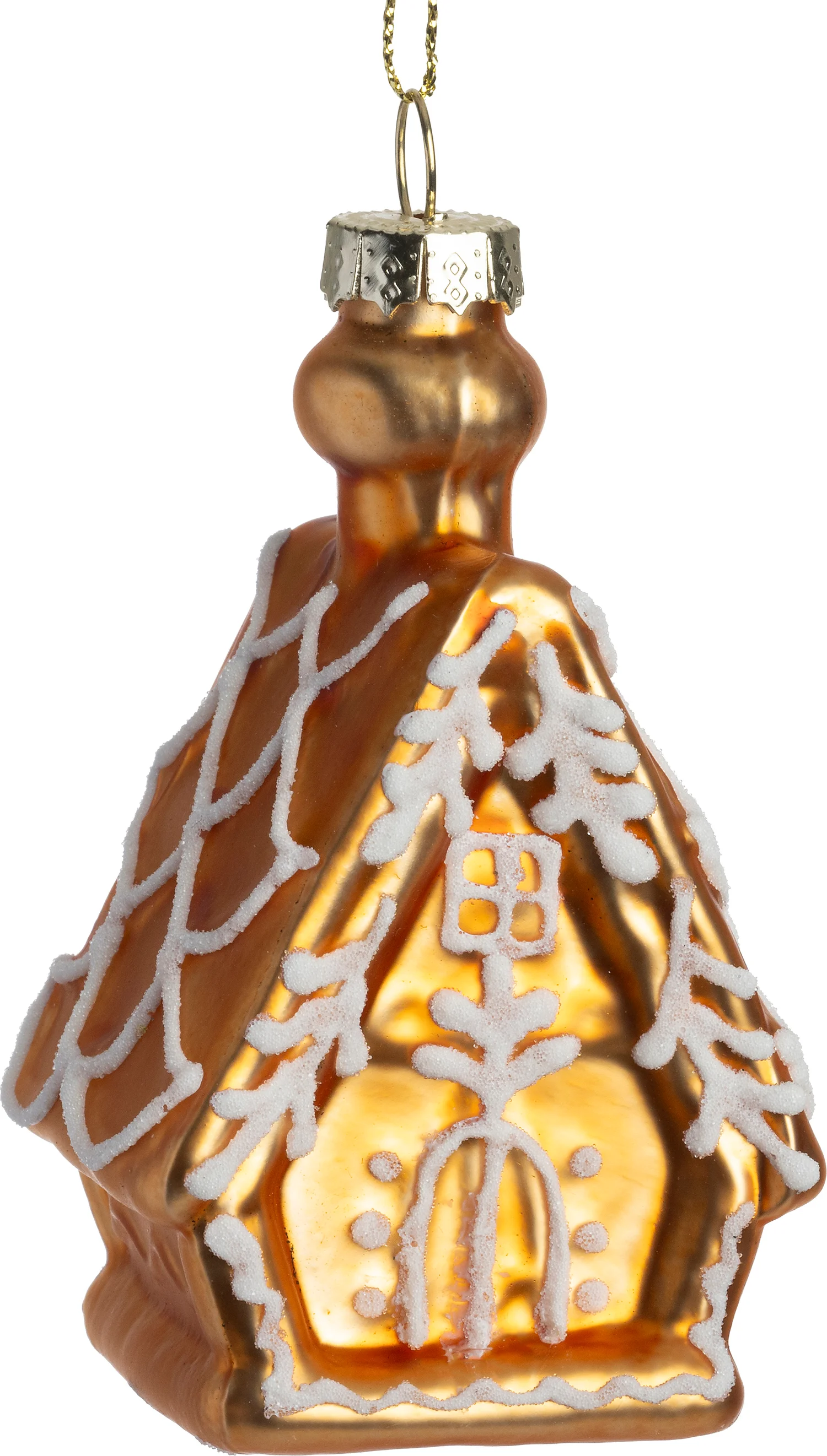 Intratuin kerst ornament koekjeshuis goud / wit 5 x 4,5 x 8,5 cm